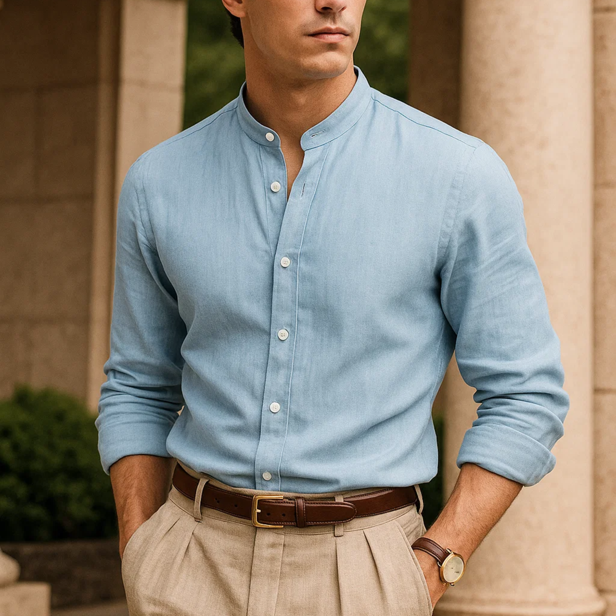 Laguna Band Collar Shirt